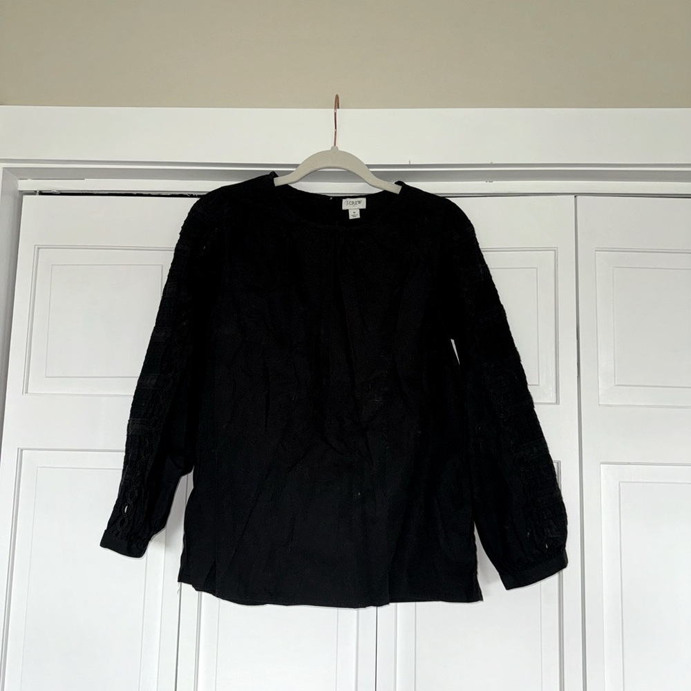 JCREW Eyelet Sleeve Long Sleeve Blouse